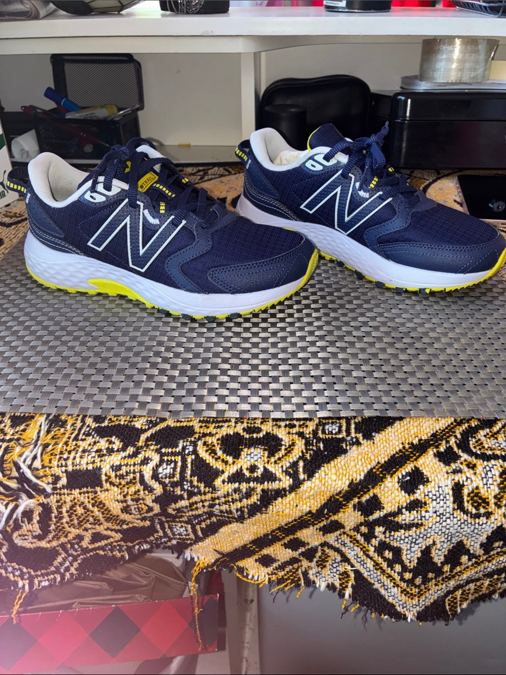 New Balance Navy and Yellow Women's Trail Sneakers - Picture 2 of 6